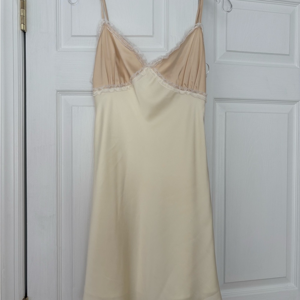Butter yellow slip dress with lace detailing